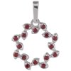 Silver pendant with czech garnet, rhodium plated - circle                                           