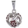Silver pendant with czech garnet, rhodium plated - ball                                             
