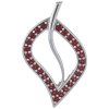 Silver pendant with czech garnet, rhodium plated - leaf                                             