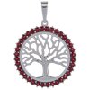 Silver pendant with czech garnet, rhodium plated - tree of life                                     