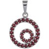 Silver pendant with czech garnet, rhodium plated - circle                                           
