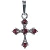 Silver pendant with czech garnet, rhodium plated - cross                                            