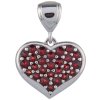 Silver pendant with czech garnet, rhodium plated - heart                                            