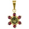 Silver pendant with czech garnet and moldavite, gold plated - flower                                