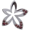 Silver pendant with czech garnet, rhodium plated - flower                                           