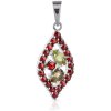 Silver pendant with czech garnet and moldavite  and peridot, rhodium plated - tip                   