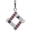 Silver pendant with czech garnet, rhodium plated - square                                           