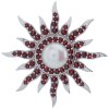 Silver pendant with czech garnet and pearl, rhodium plated - sun                                    