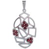 Silver pendant with czech garnet, rhodium plated - oval                                             