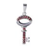 Silver pendant with czech garnet, rhodium plated - key                                              
