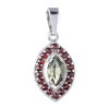 Silver pendant with czech garnet and moldavite, rhodium plated - tip                                