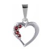 Silver pendant with czech garnet, rhodium plated - heart                                            
