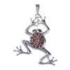 Silver pendant with czech garnet, rhodium plated, animal - frog                                     