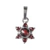 Silver pendant with czech garnet, rhodium plated - flower                                           