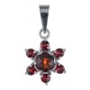 Silver pendant with czech garnet, rhodium plated - flower                                           