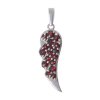 Silver pendant with czech garnet, rhodium plated - wing                                             
