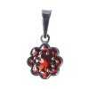 Silver pendant with czech garnet, rhodium plated - flower                                           
