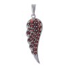 Silver pendant with czech garnet, rhodium plated - wing                                             