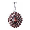 Silver pendant with czech garnet, rhodium plated - oval                                             