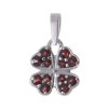 Silver pendant with czech garnet, rhodium plated - four-leaf clover                                 