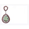 Silver pendant with czech garnet and moldavite, rhodium plated - drop                               