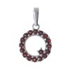 Silver pendant with czech garnet, rhodium plated - circle                                           
