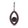 Silver pendant with czech garnet and moldavite, rhodium plated - tip                                