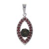 Silver pendant with czech garnet and moldavite, rhodium plated - tip                                