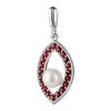 Silver pendant with czech garnet and pearl, rhodium plated - tip                                    