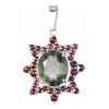 Silver pendant with czech garnet and moldavite, rhodium plated - star                               