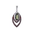 Silver pendant with czech garnet and moldavite, rhodium plated - tip                                