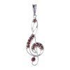 Silver pendant with czech garnet, rhodium plated - treble clef                                      