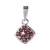 Silver pendant with czech garnet, rhodium plated - square                                           