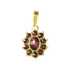 Silver pendant with czech garnet, gold plated - oval                                                
