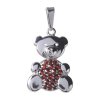 Silver pendant with czech garnet, rhodium plated, animal - bear                                     