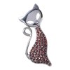 Silver pendant with czech garnet, rhodium plated, animal - cat                                      