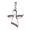 Silver pendant with czech garnet, rhodium plated - angel                                            