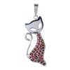 Silver pendant with czech garnet, rhodium plated, animal - cat                                      