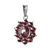 Silver pendant with czech garnet, rhodium plated - oval                                             