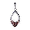 Silver pendant with czech garnet, rhodium plated - drop                                             