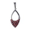 Silver pendant with czech garnet, rhodium plated - drop                                             