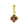 Silver pendant with czech garnet, gold plated - square                                              