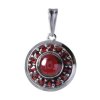 Silver pendant with czech garnet, rhodium plated - circle                                           
