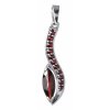 Silver pendant with czech garnet, rhodium plated - wave                                             
