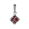 Silver pendant with czech garnet, rhodium plated - square                                           