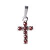 Silver pendant with czech garnet, rhodium plated - cross                                            