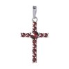 Silver pendant with czech garnet, rhodium plated - cross                                            