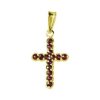 Silver pendant with czech garnet, gold plated - cross                                               