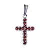 Silver pendant with czech garnet, rhodium plated - cross                                            