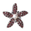 Silver pendant with czech garnet and pearl, rhodium plated - flower                                 